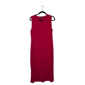 Eileen Fisher Midi Dress Women Medium Magenta Excellent Tencel Sleeveless Column